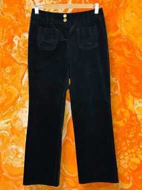 Ann Taylor LOFT ANN Below The Waist Velvet Stretch Flare Leg Trouser Pants Black